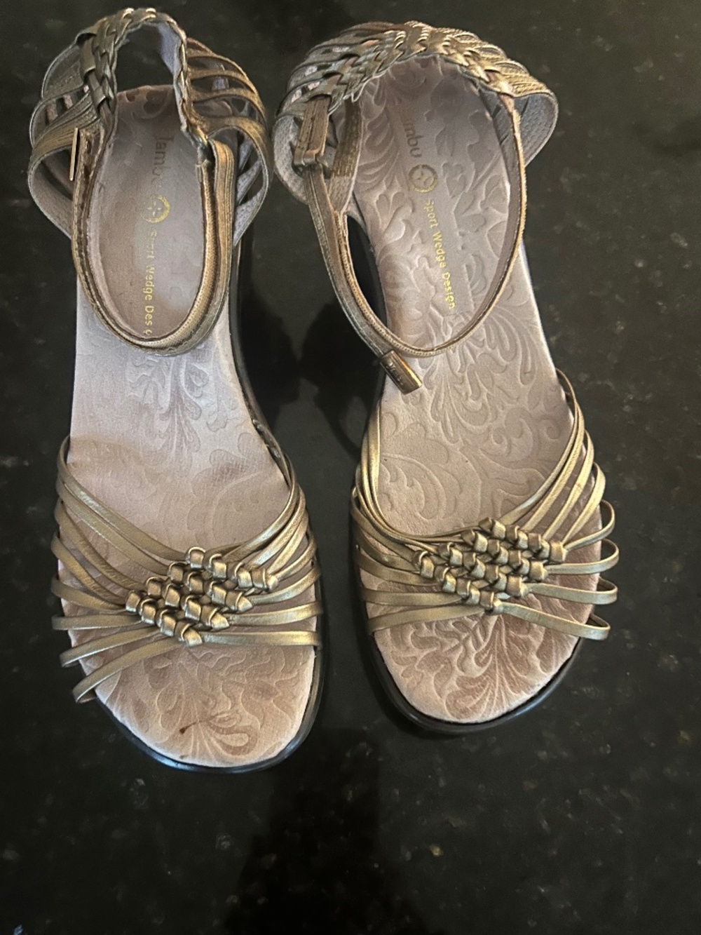 Jambu Metallic Gold Strappy Sport Wedge Sandals